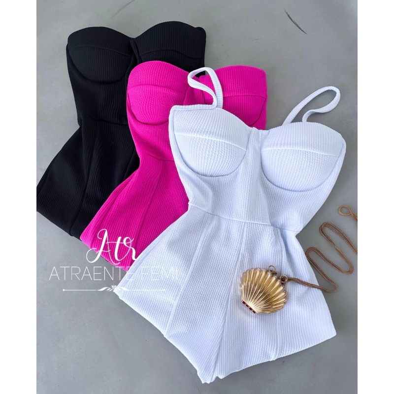 NEW MACACÃO FEMININO JUSTO VIVI COM BOJO ALÇA TENDENCIA ESTILOSO COM ELASTANO VESTE P M G — imagem 1