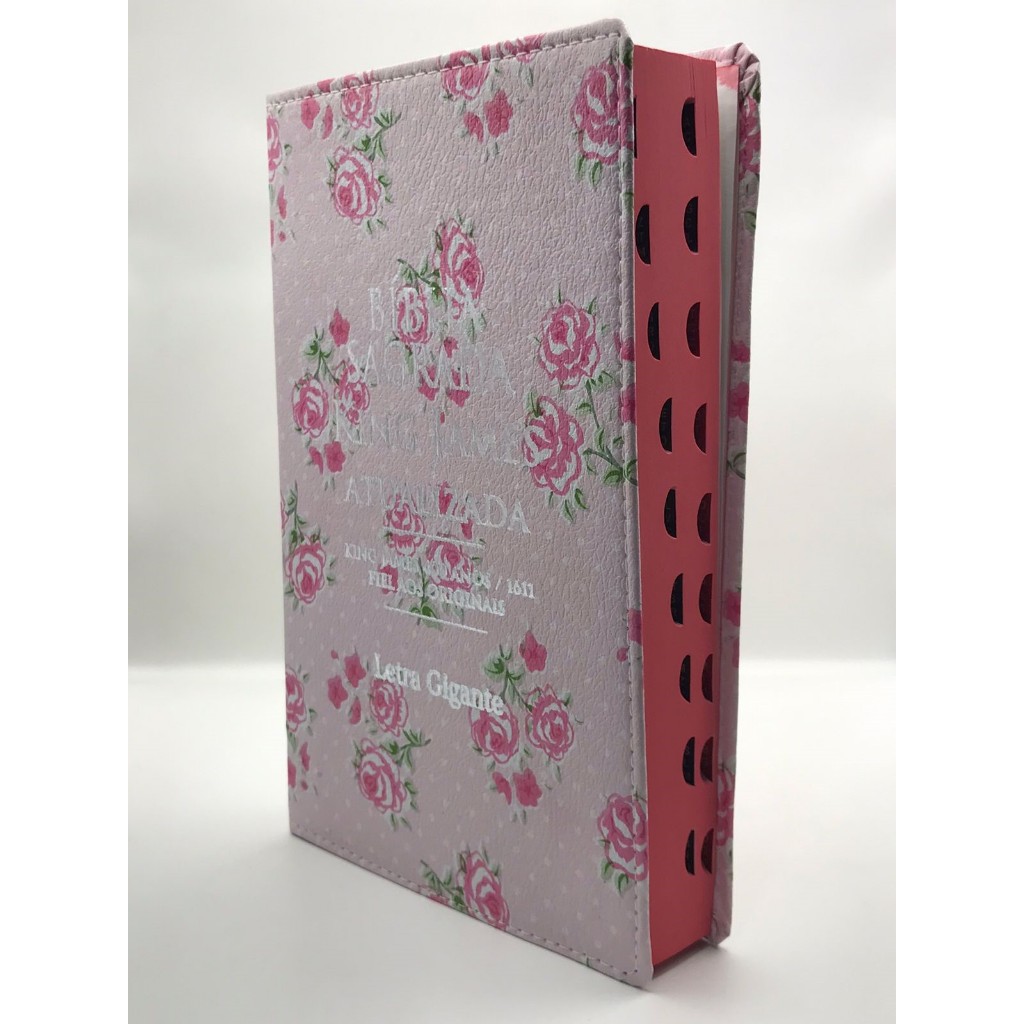 Bíblia Sagrada Letra Gigante King James Capa Flexível Florida Rosa