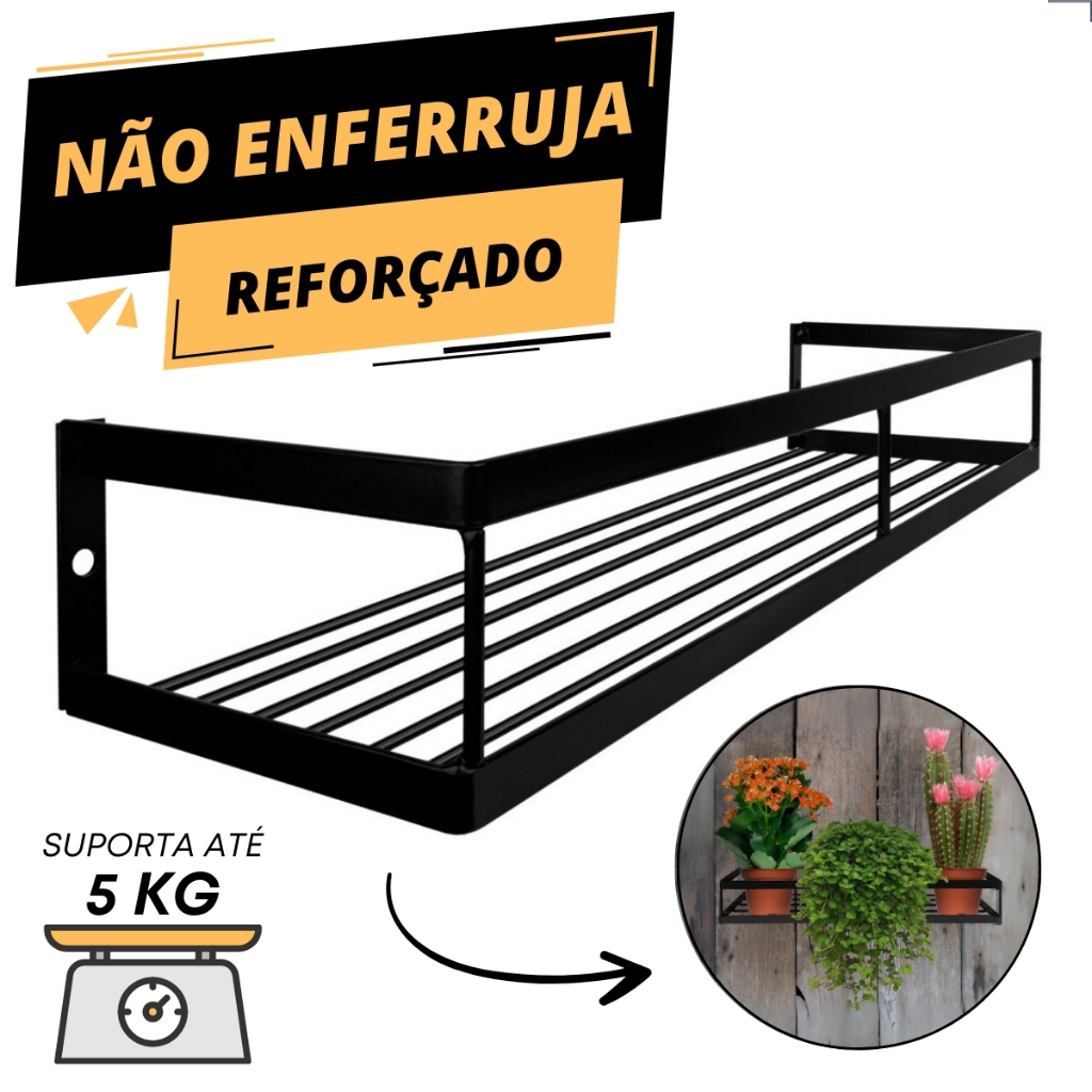 Suporte Para Vaso De Plantas Porta Flores Floreira Parede Aço Reforçado Não Enferruja