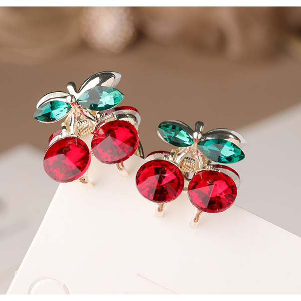Cristal Vermelho Cereja Pequeno Clipe/Acessórios