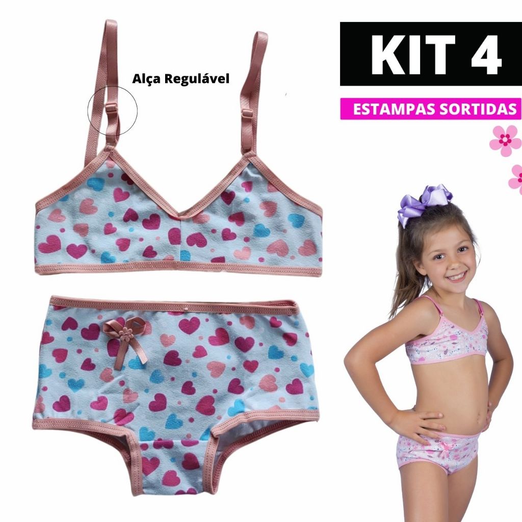 Kit 4 Conjunto Infantil Lola Menina Cotton Algodão Alta Qualidade Macio Conforto Usar Farda Uniforme