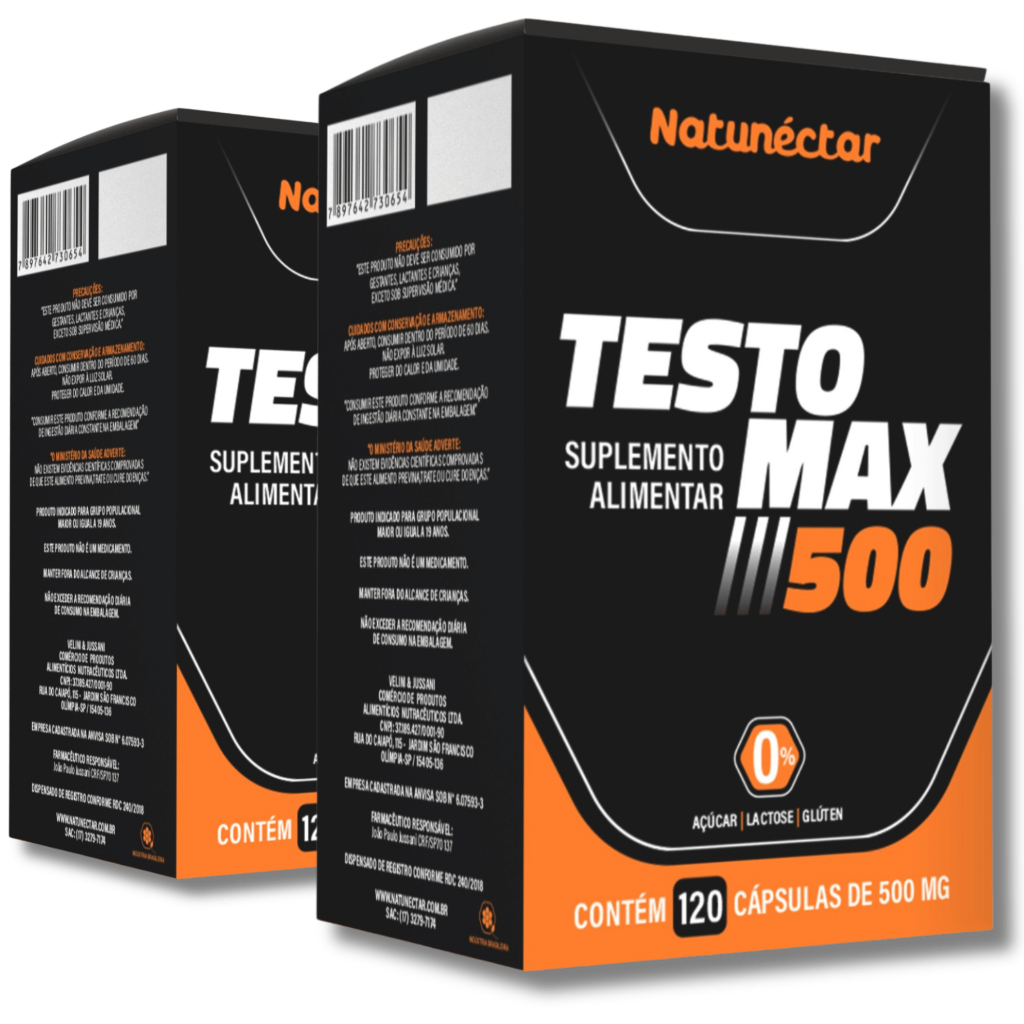 Kit Combo 2X Testomax 500mg - 240 Cápsulas - Natunéctar