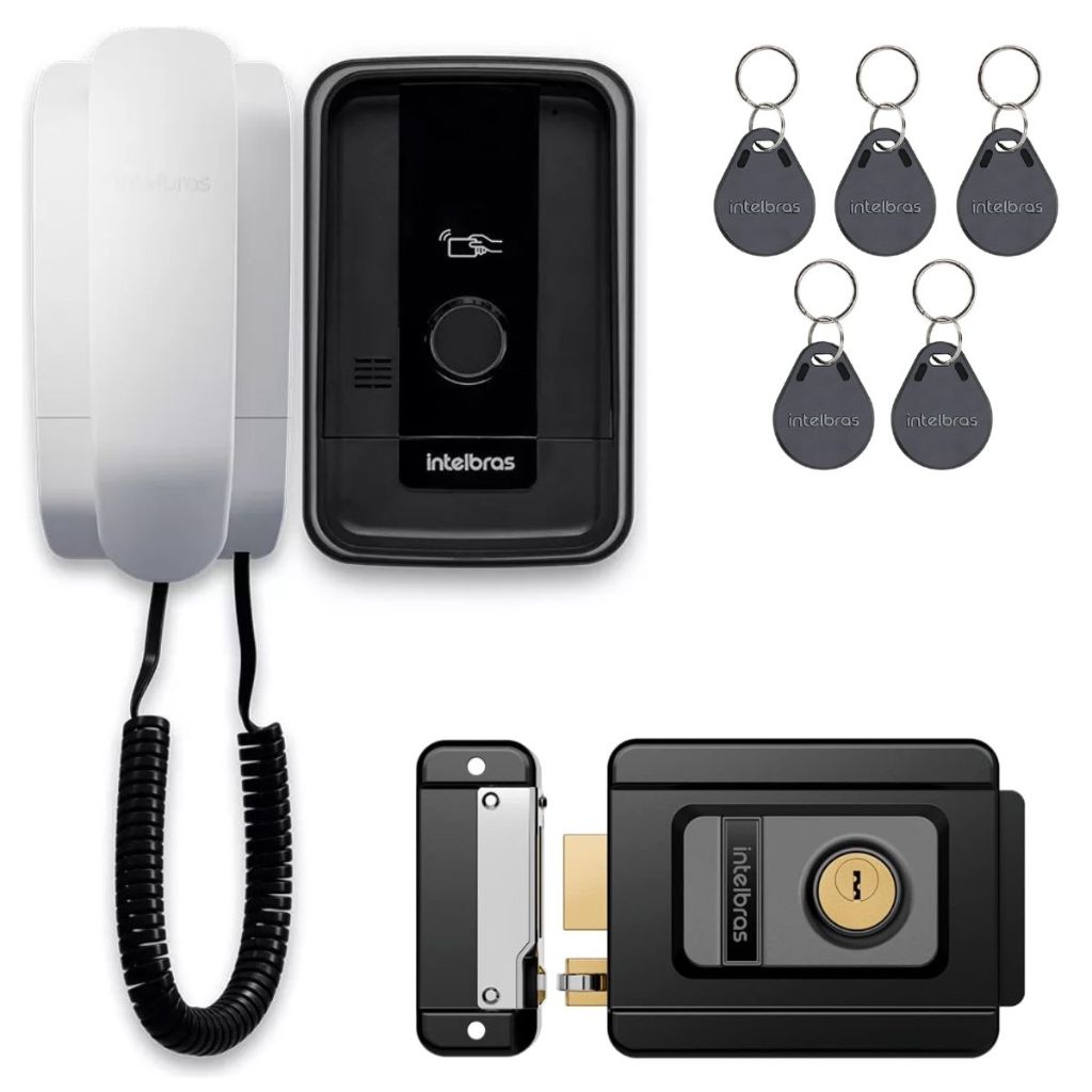 Interfone Porteiro Eletrônico Intelbras Ipr 1010 Id Com 5 Tags Para Abertura e Fechadura Fx 1500