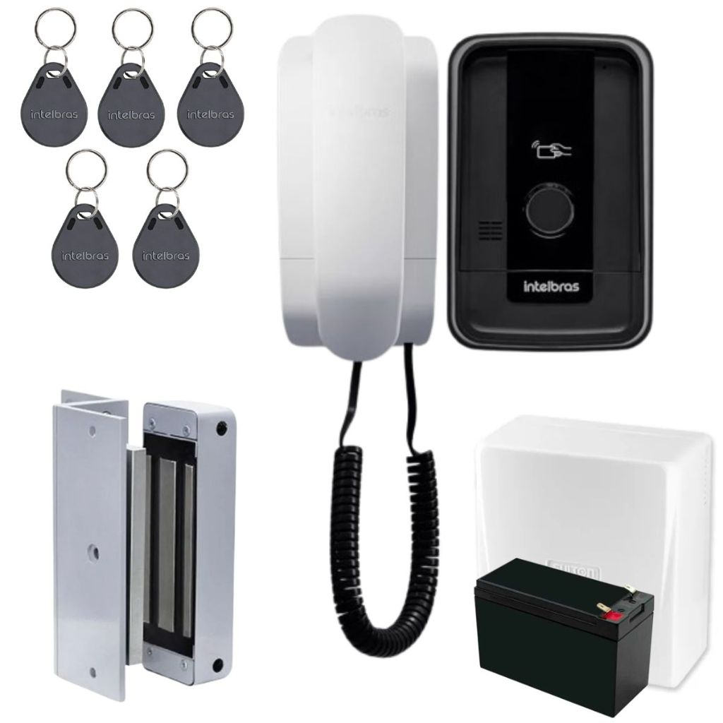 Interfone Porteiro Eletrônico Intelbras Ipr 1010 Id Com 5 Tags Para Abertura e Fechadura Eletroima
