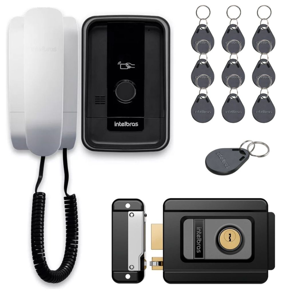 Interfone Porteiro Eletrônico Intelbras Ipr 1010 Id Com 10 Tags Para Abertura e Fechadura Fx 1500