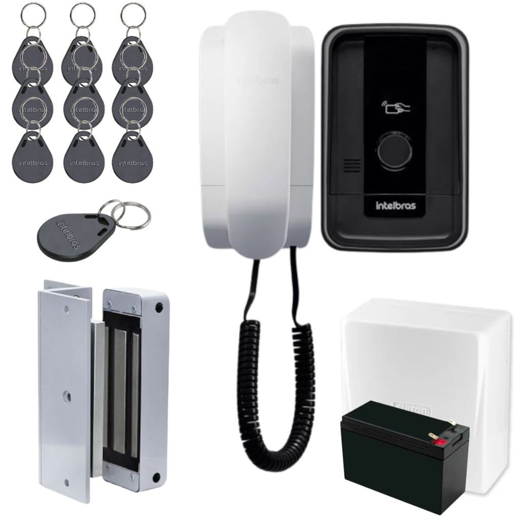 Interfone Porteiro Eletrônico Intelbras Ipr 1010 Id Com 10 Tags Para Abertura e Fechadura Eletroima