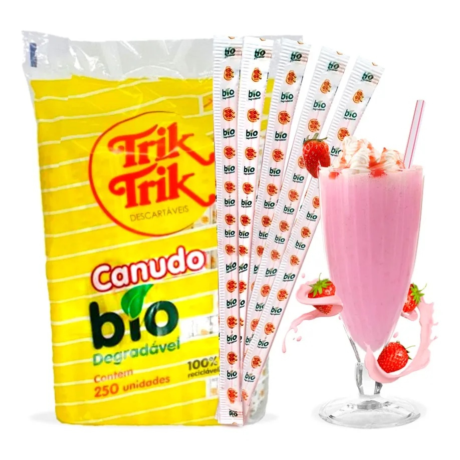 Caixa 2500 Canudos Biodegradável Para Milk-Shake 6mm - 2500 Unidades