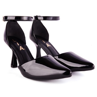 Scarpin Feminino Salto Taça Bico Fino Médio 7cm Verniz Gospel Fivela em Oferta na Shopee