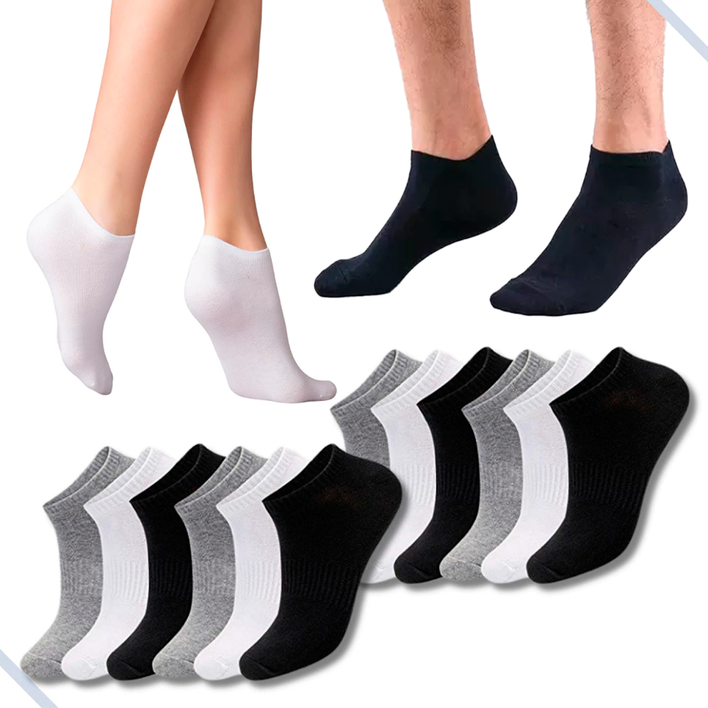 12 pares de meias Soquete curta soquete invisível Respiráveis E Absorventes De Suor 52% Poliéster