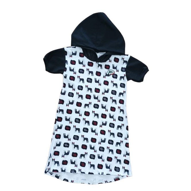 VESTIDO COM CAPUZ MARISOL ESTAMPADO NOS TAMANHOS: 6 E 8