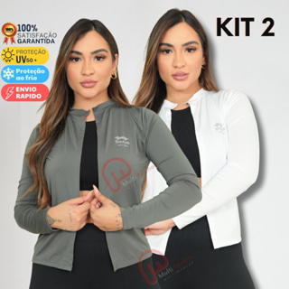 Kit 2 Cardigan Feminino Casaquinho Proteção Solar UV Casaco Academia Térmico em Oferta na Shopee
