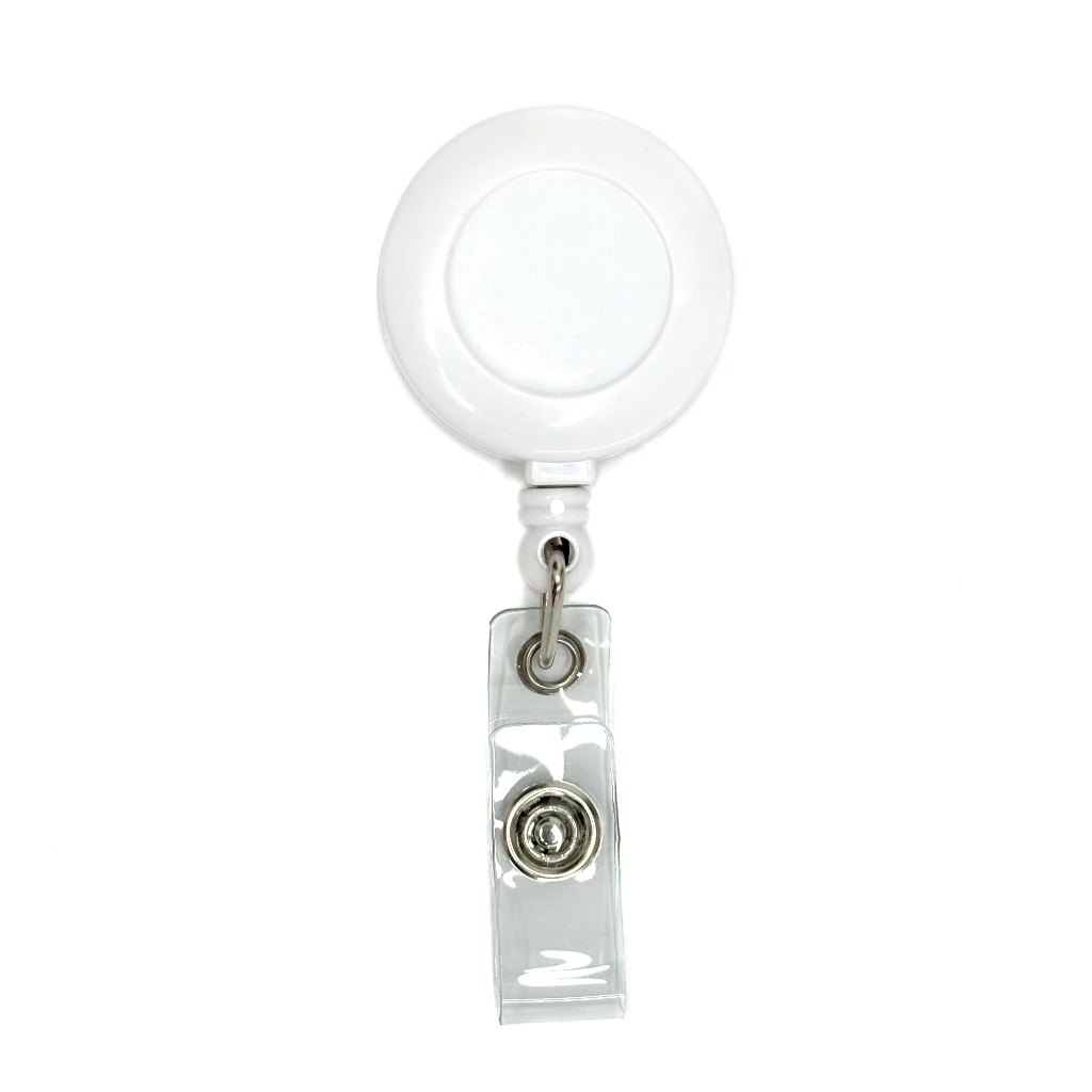 20 Un. Roller Clips Porta Crachá Cordão Retrátil ioiô - Branco