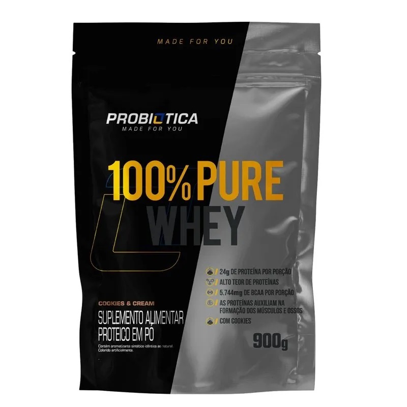 Whey 100% Pure Probiótica Sabores Diversos Refil 900g - Health