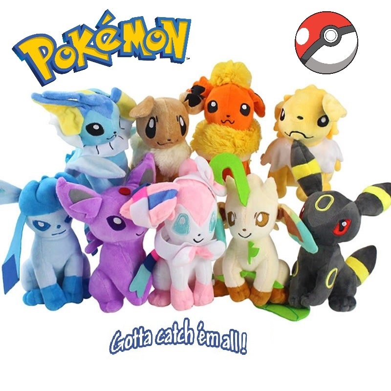 Pokémon Eevee Evolution Glaceon Jolteon Umbreon Vaporeon Sylveon Squirtle Presente Aniversário Criança Brinquedo Pelúcia