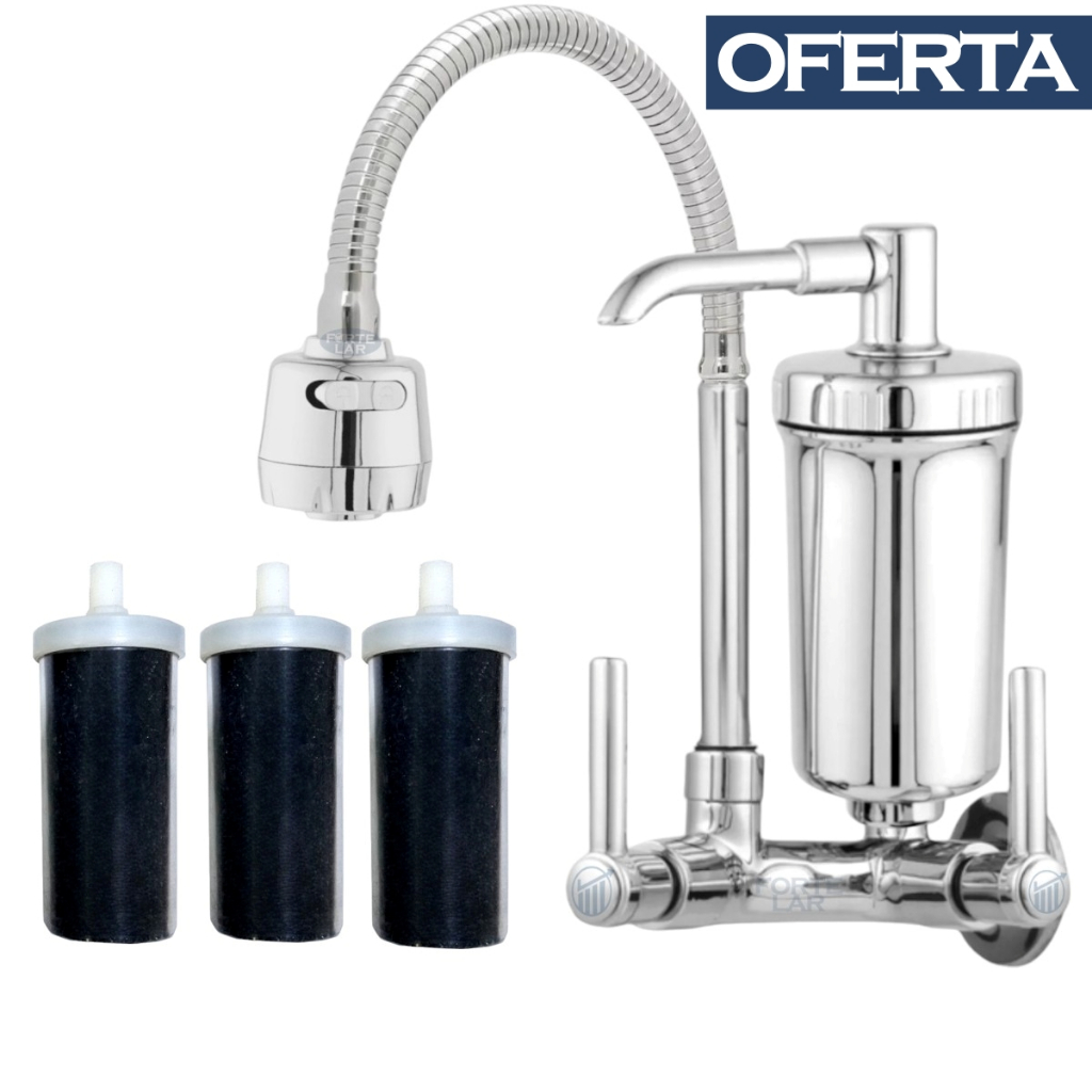 Torneira de Cozinha com Filtro Gourmet Flexível Refil Luxo 2 Jatos em Oferta na Shopee