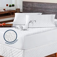 Kit Capa Impermeável para Colchão Casal + 2 Capas Impermeáveis para Travesseiro