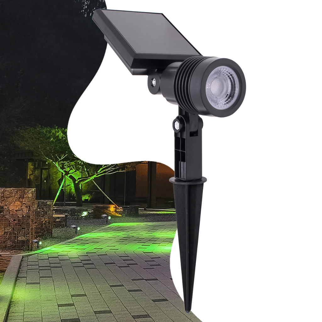 Luminária Espeto Jardim Super Led 10w Energia Solar Spot Cor De Luz Verde