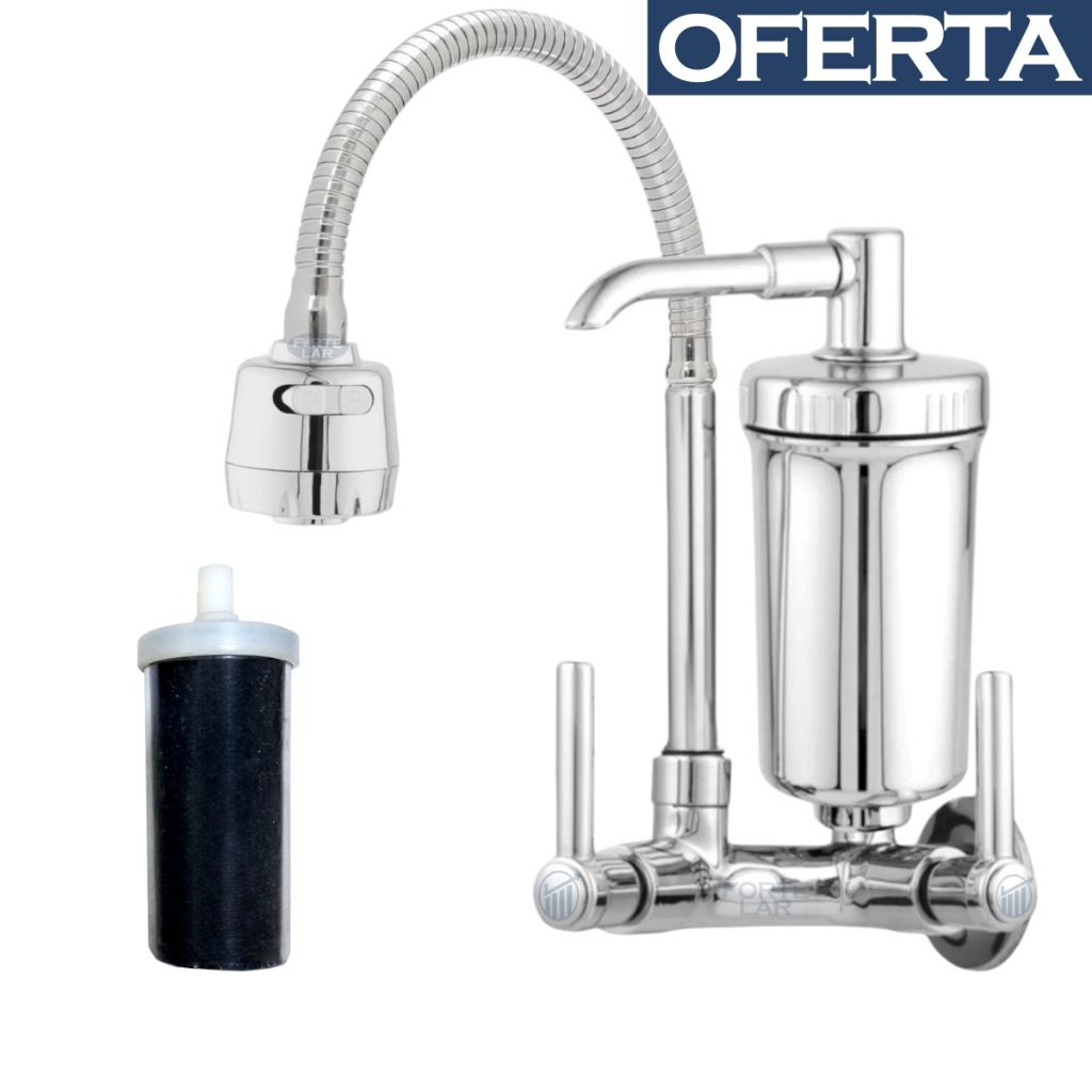 Torneira com Filtro de Cozinha Gourmet Tubo Flexível