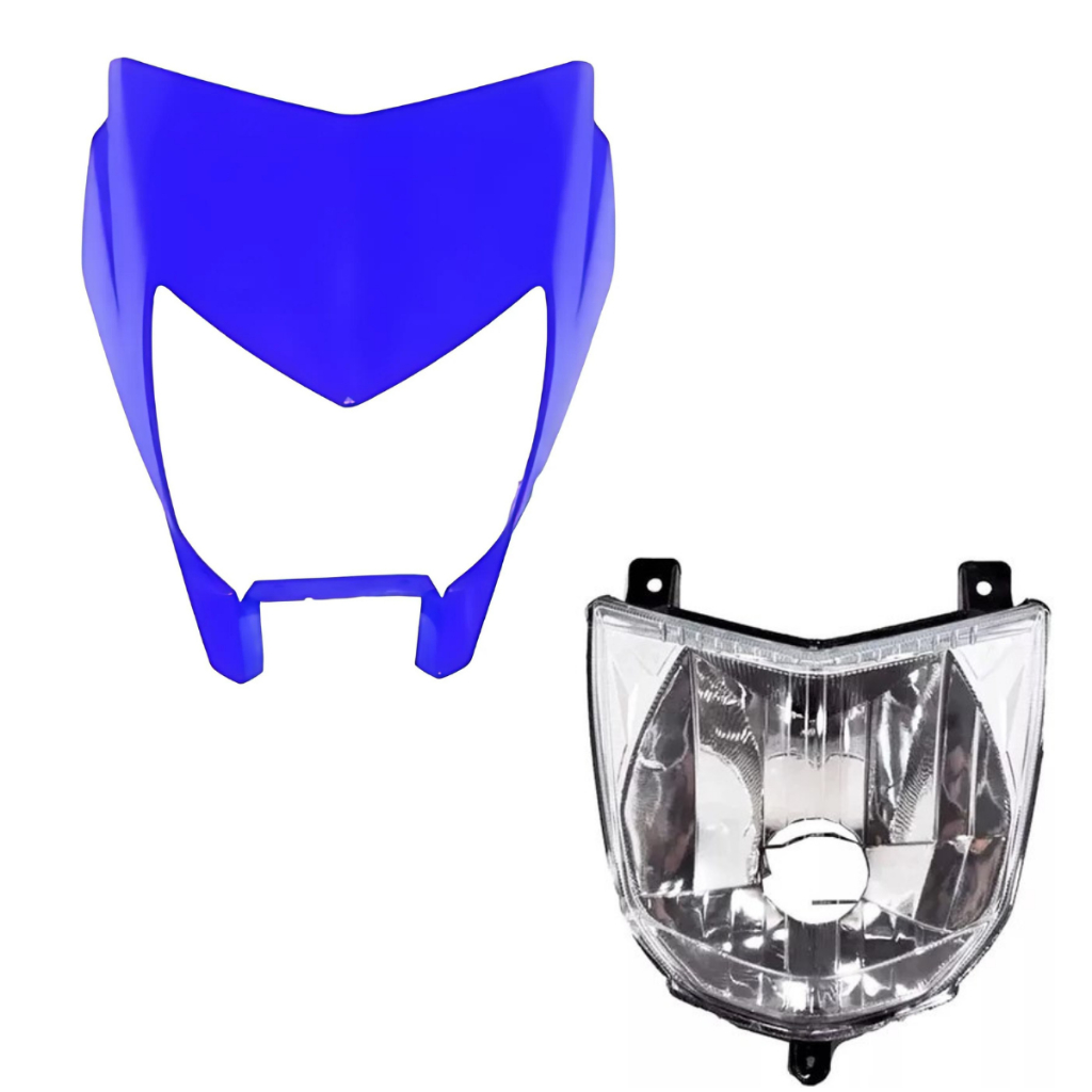 Carenagem Farol Xtz 250 Lander + Bloco Otico Azul 2009 Ate 2019