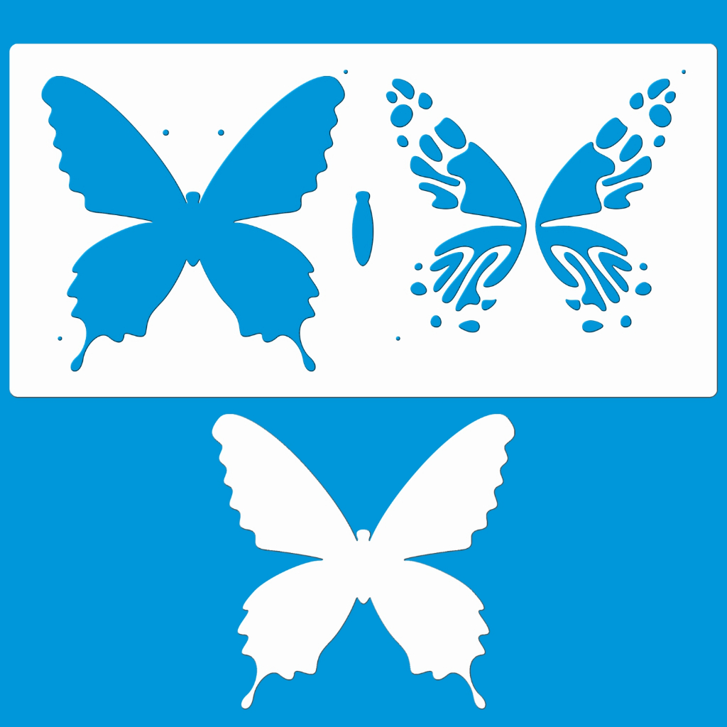 Stencil 12 X 24 Borboleta Fundo Molde Vazado Pintura Tecido Mdf Madeira Parede Camiseta Pano Prato