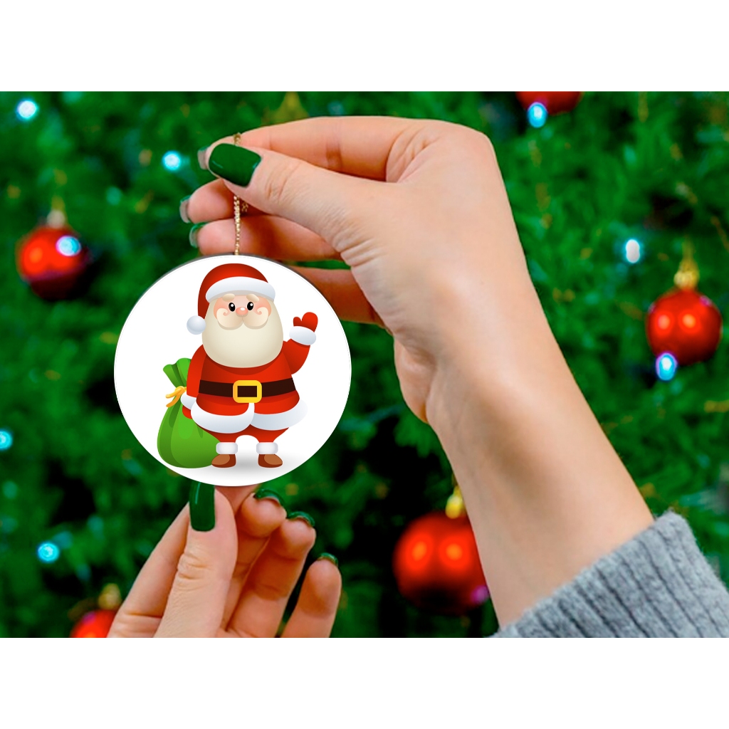 Enfeite de Natal Papai Noel Santa Claus Merry Christmas Ornamento Festas em Madeira