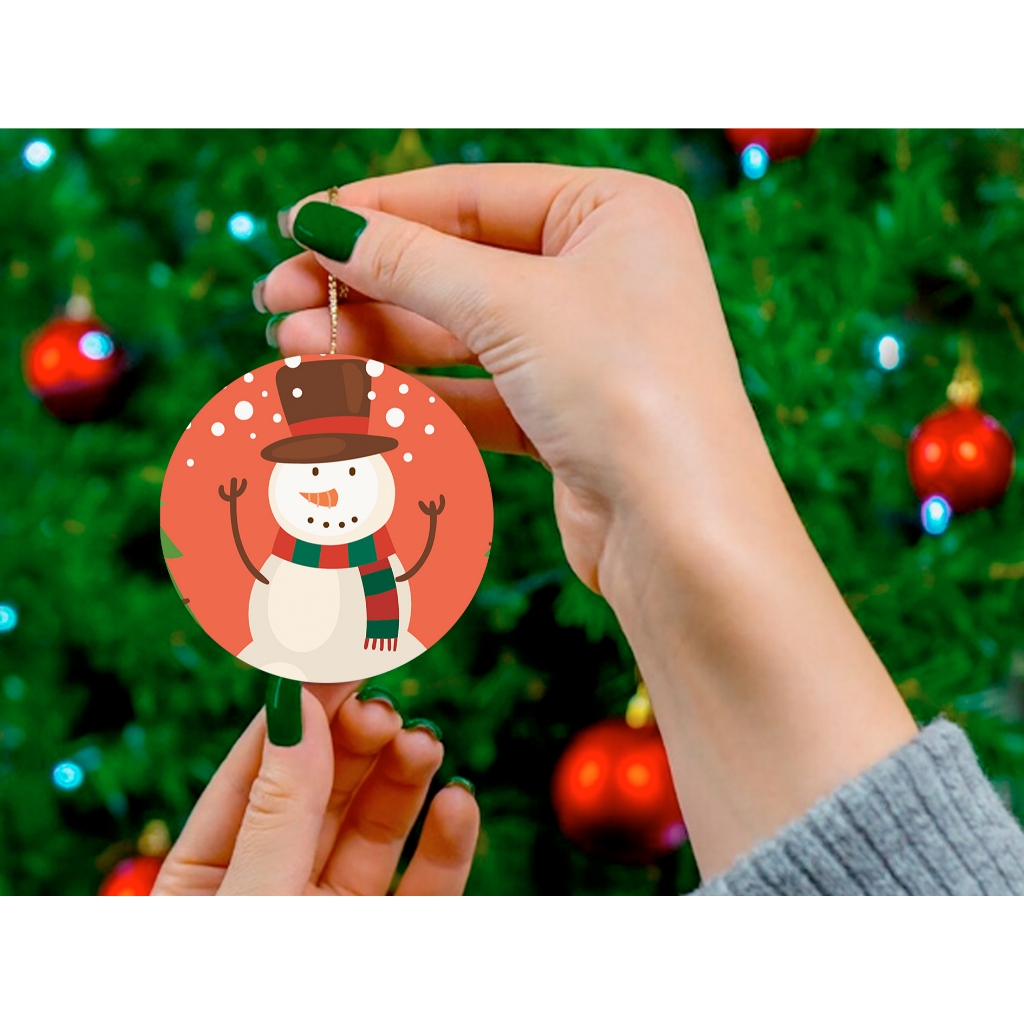 Enfeite de Natal Boneco de Neve Merry Christmas Ornamento Festas em Madeira