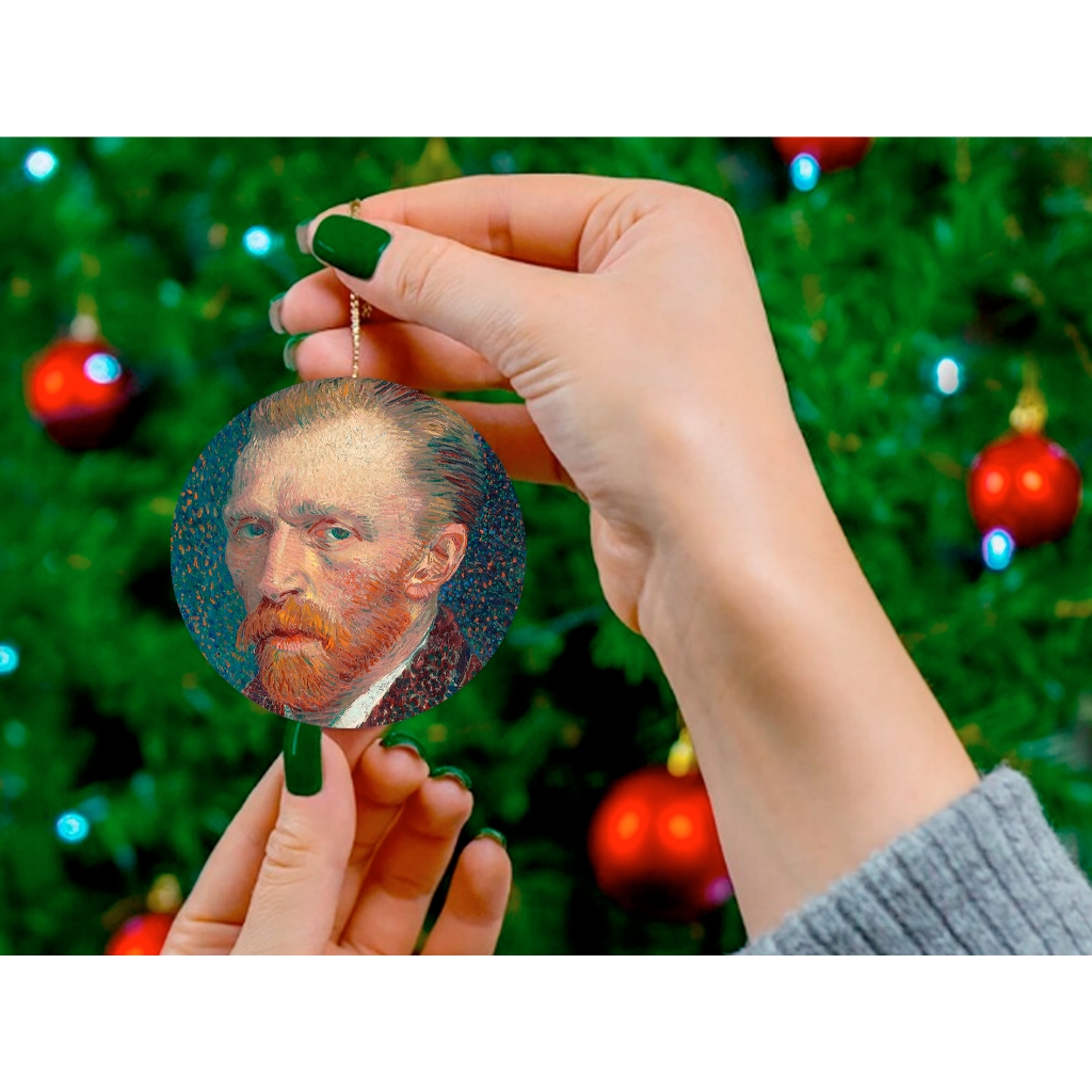 Enfeite de Natal Van Gogh Merry Christmas Ornamento Festas em Madeira