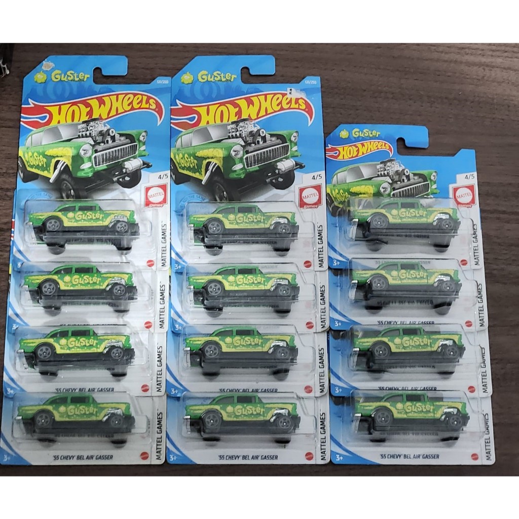 HOTWHEELS 55 CHEVY BEL AIR GASSER GUSTER - CARTELAS CURTAS E LONGAS - VALOR DA UNIDADE