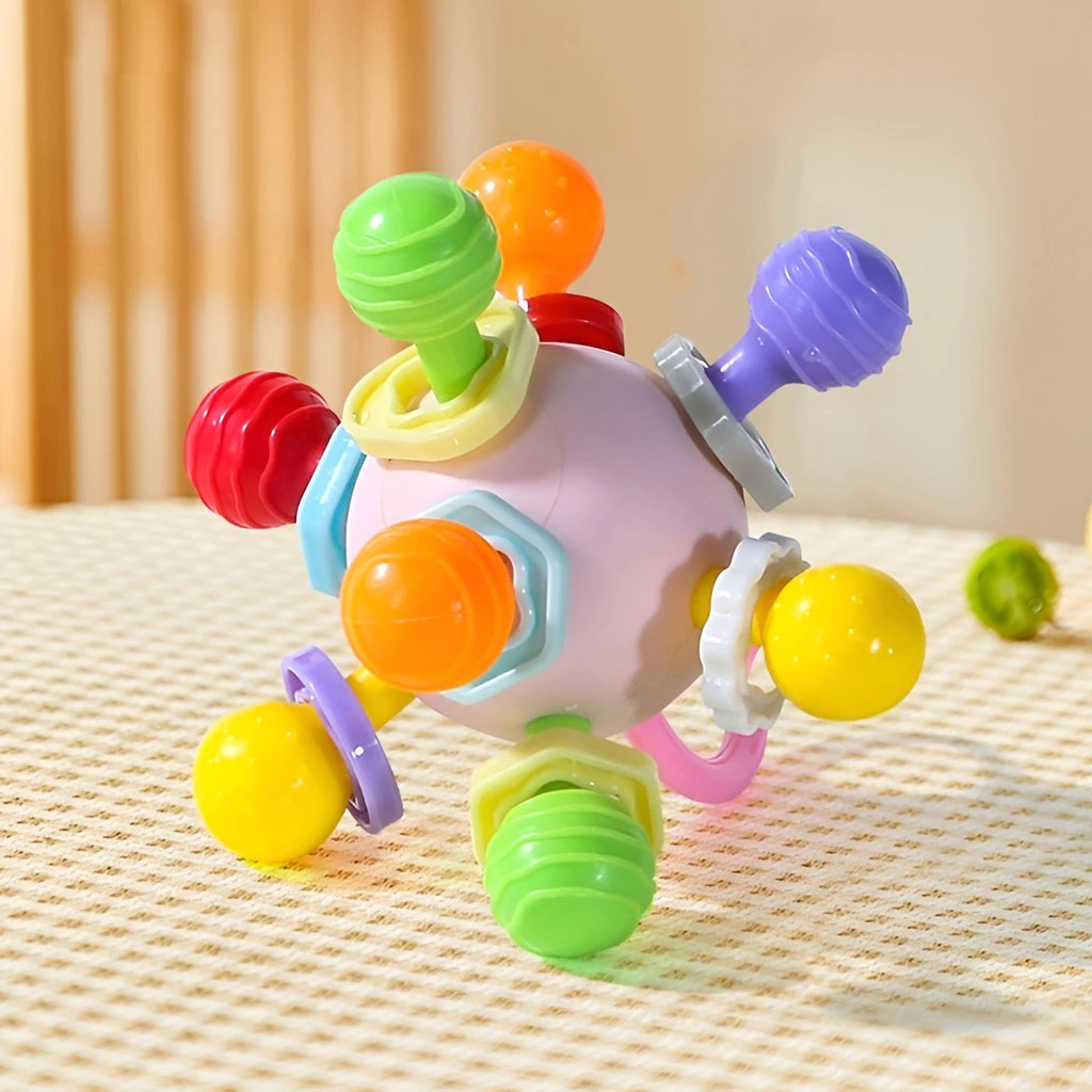 Mordedor Chocalho Infantil Silicone Sensorial Terapêutico Colorido Massageador