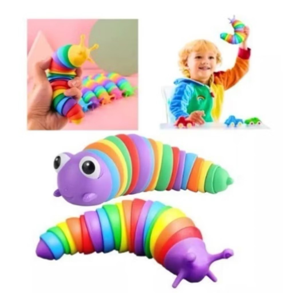 Brinquedo Sensorial Colorida Articulado Minhoca Lagosta Golginho Tubarão Alivia o Estresse em Oferta na Shopee