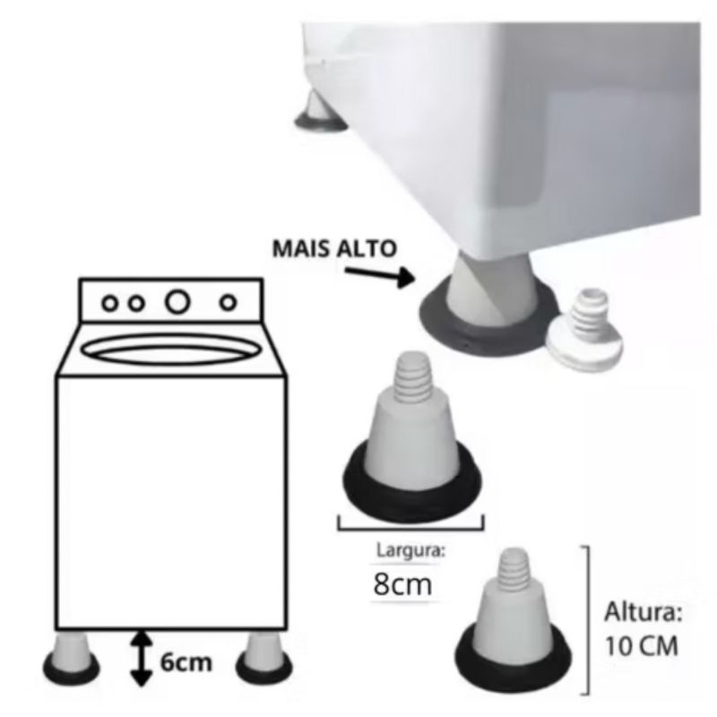Kit 04 Peças Niveladoras Lavadora Electrolux LT06, LT08E, LT10B