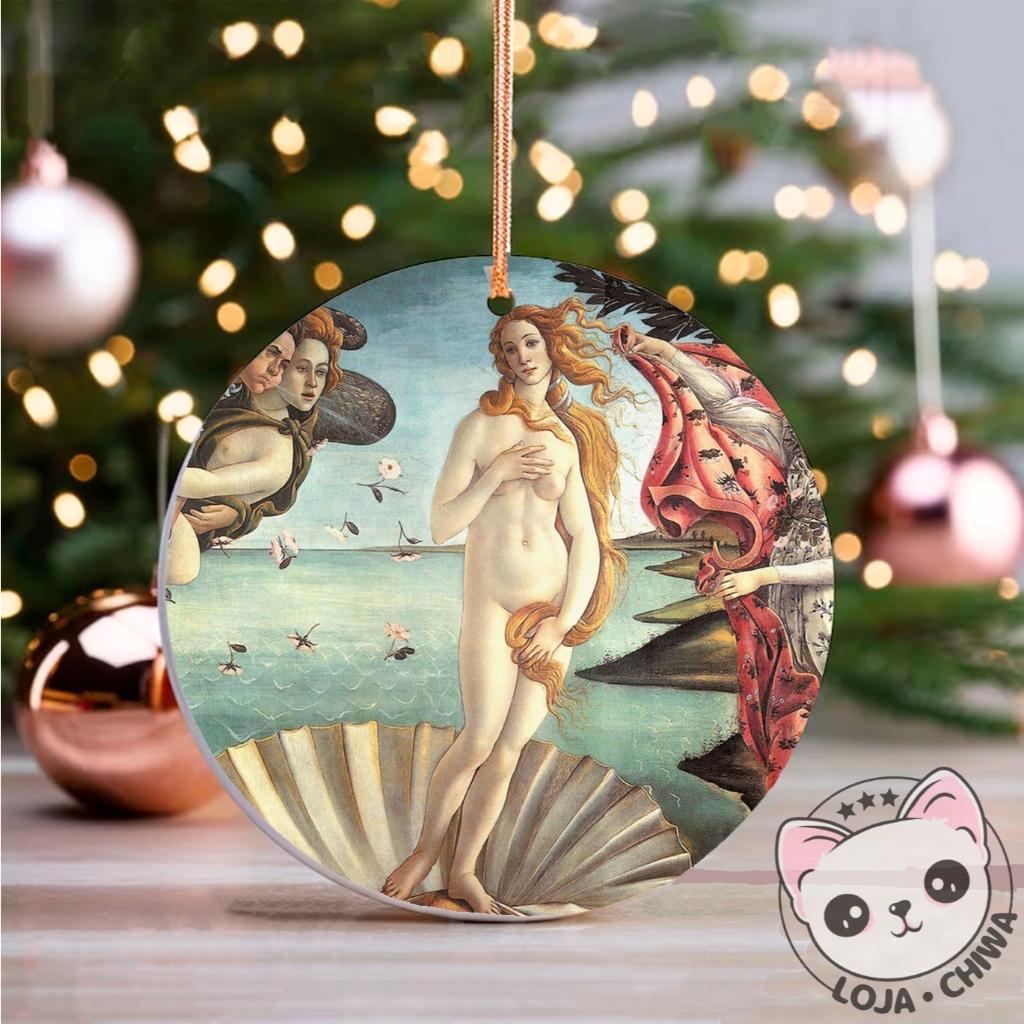 Enfeite de Natal Venus de Botticelli  Arte Merry Christmas Ornamento Festas em Madeira