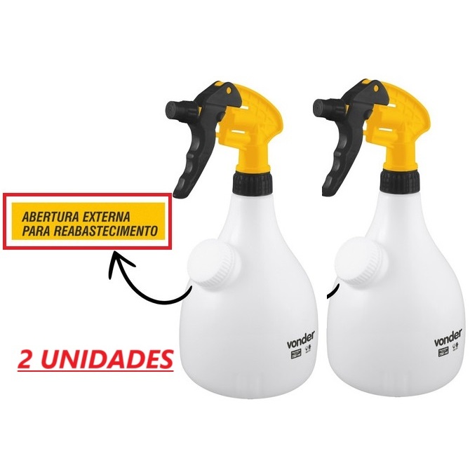 Kit 2 Unidades Pulverizadores Borrifador 1 Litro - 1000ml - Pu100 Vonder - Com Abertura para Reabastecimento