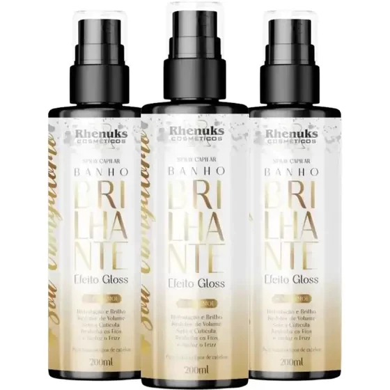 Kit 3 Spray Capilar Banho Brilhante Efeito Gloss Sem Formol 200ml Cada em Oferta na Shopee