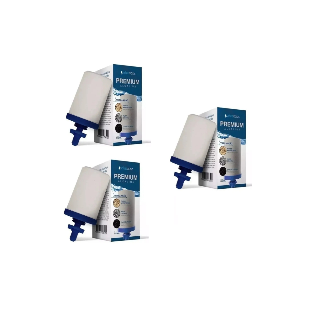 Kit 3 Velas Para Filtro De Agua Tripla Acao Alcalina Premium em Oferta na Shopee