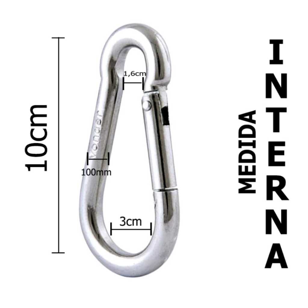 2 Mosquetão 10cm Academia Suporta 350kg - 2 Unidades