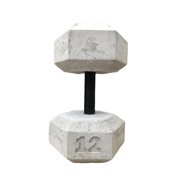 Halter de 12kg - Halter sextavado de cimento sem acabamento- Unidade - Treino em casa