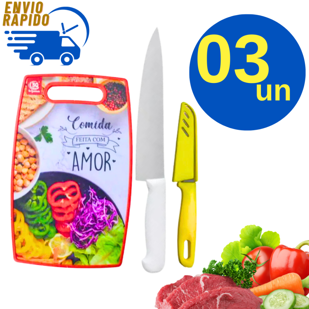 Kit Tábua de Madeira Revestida em Plástico Estampada Faca 8 Polegadas Aço Inox Faca Colorida Com Capa De Proteção