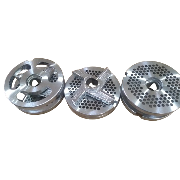 Jogo Disco Moedor carne 98 Inox ( 3 peças ) Disco 5 mm / Cruzeta dupla / Pré corte