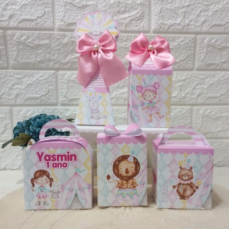 PEGUE E MONTE Kit Personalizados CIRCO ROSA Lembrancinha Festa Aniversário