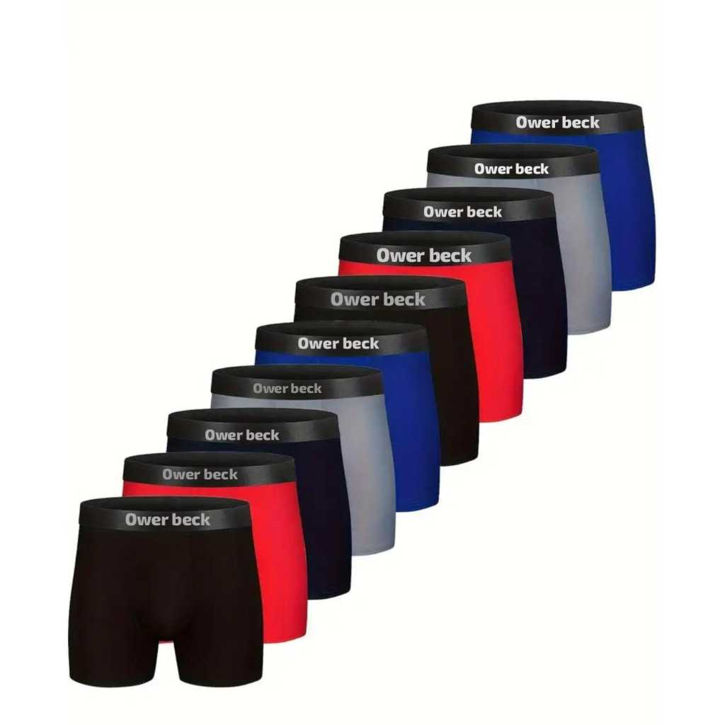 Kit Com 5 Cuecas Boxer Microfibra Adulto Lisa