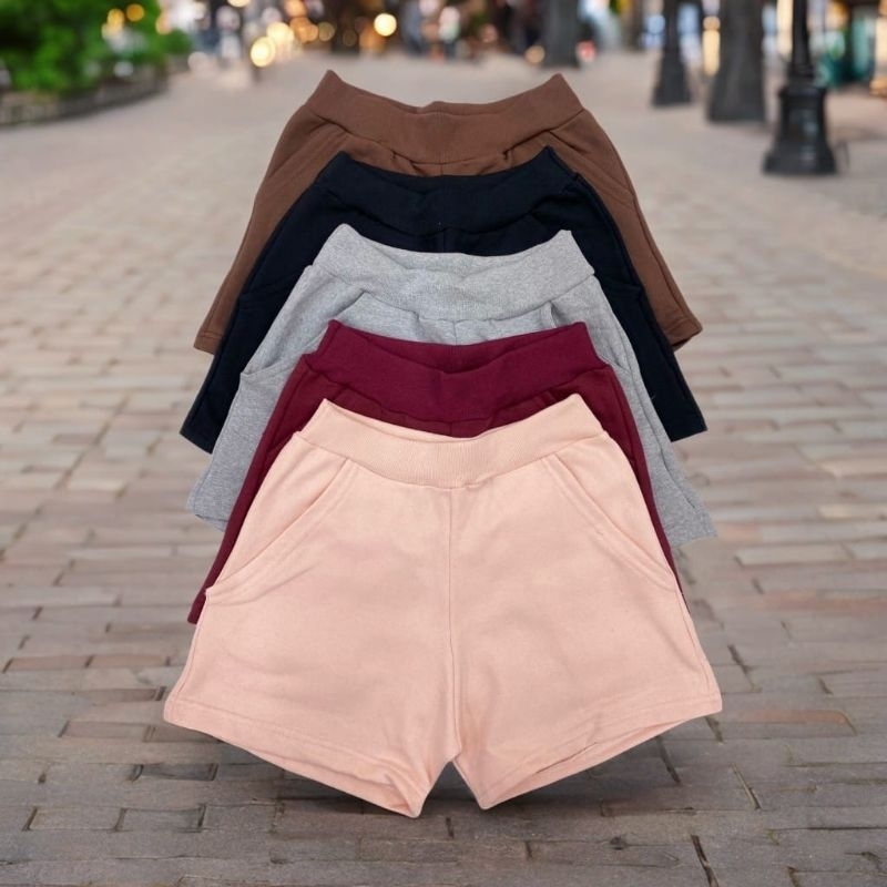 Short Feminino Kit 03 Short Feminina Moletom Com Bolso