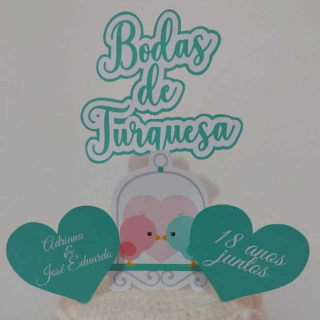 Topo de Bolo Bodas de Turquesa - Comprar com Melhor Preço em Padaria