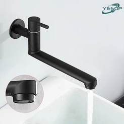 Torneira Cozinha Gourmet De Parede Bica Flexível Luxo Fosco Preto 25cm Yesop