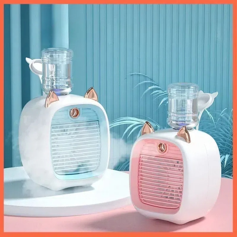 Mini Ar e Ventilador Gatinho Portatil  Recarregável de Mesa com Umidificador Função de Refrigeração para Escritório em Oferta na Shopee