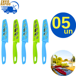 Kit 5 Faca de Cozinha 3 Polegadas Colorida Multiuso Com Capa Protetora Para Cortar Legumes Frutas Casa Restaurante Bar
