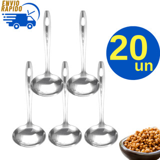 Kit 20 Concha Inox Colher de Cozinha Inox Para Servir Feijão Sopa Caldos Para Restaurante Buffet Festa Junina Natal
