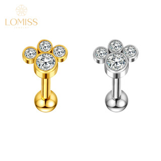 Piercing Minibarbell Labret Aço Cirúrgico com 4 Zircônias Cravejadas Lomiss Piercing Orelha Tragus Conch em Oferta na Shopee
