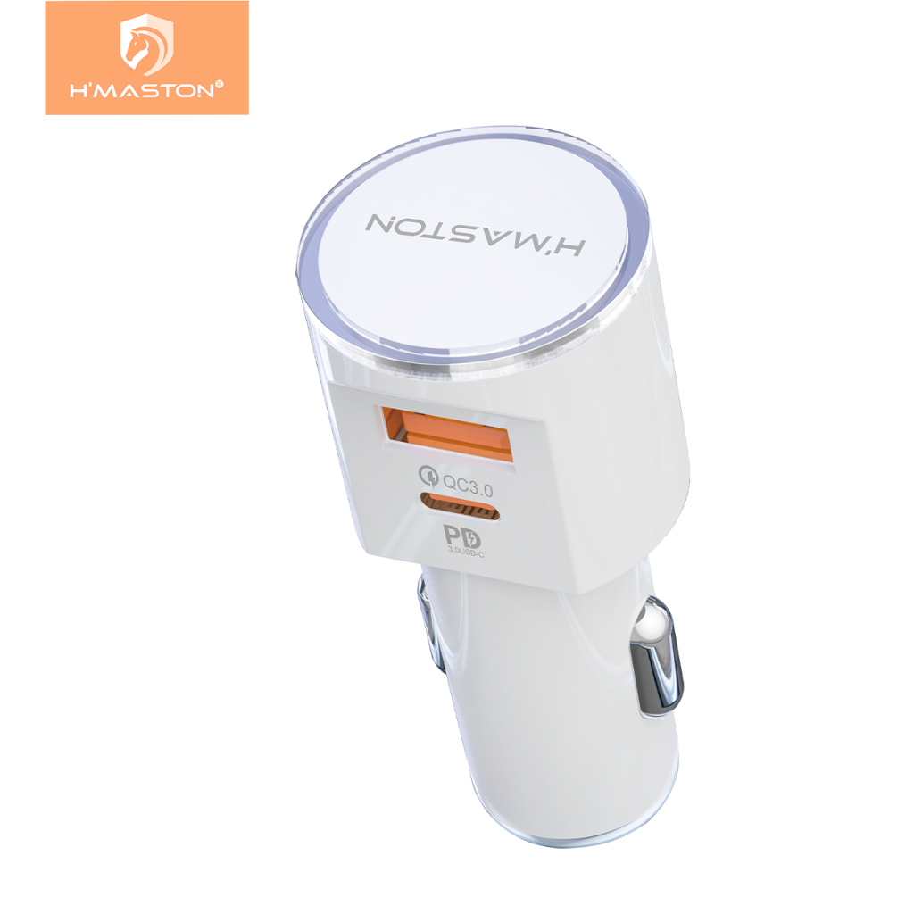 H'maston S18 Carregador Celular Smartphone Carro Veicular Automotivo Saída USB C Tipo C Turbo 48W em Oferta na Shopee