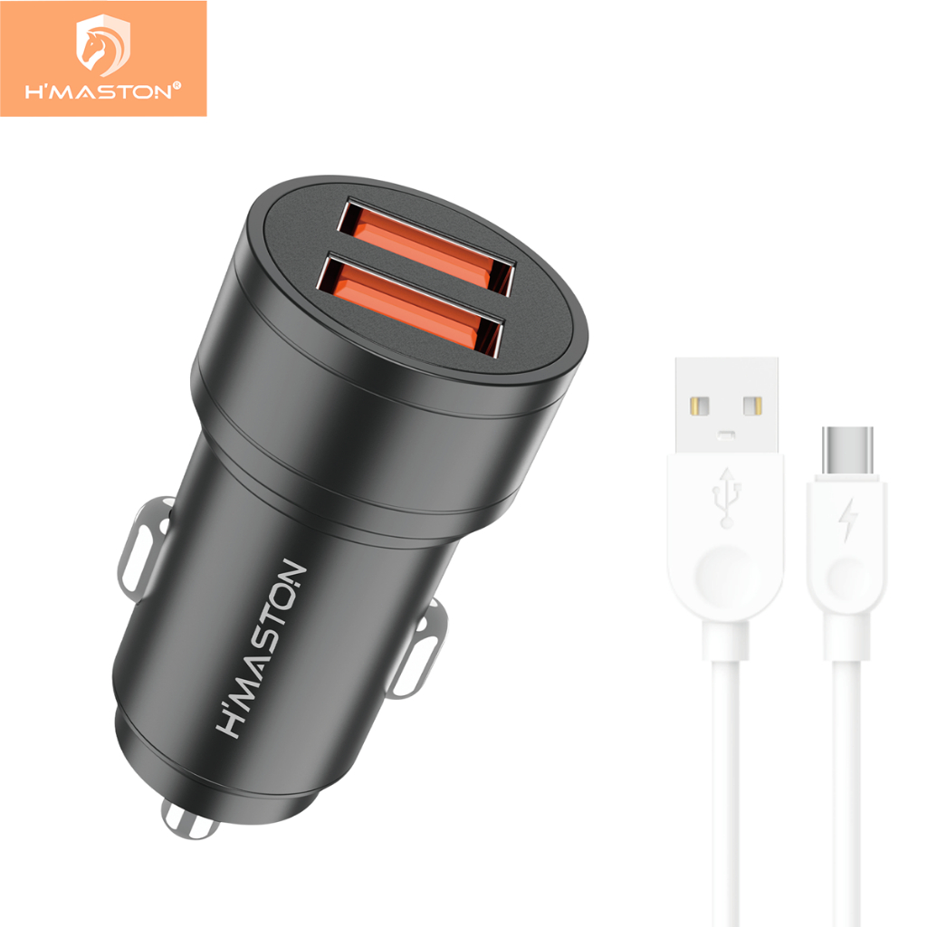 H'maston LS04 Carregador Turbo Veicular De Celular 2 Portas Com Cabo Tipoc/v8/ Iphone/Ios（Lighting em Oferta na Shopee